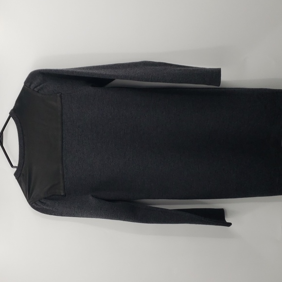 Theory black zip front Dress Gray Wool Glorine Eloquence Lamb Leather medium - Picture 6 of 8